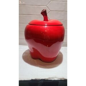 VTG 1950's Red Apple Cookie Jar by Doranne of California J-111 MADE IN USA *READ